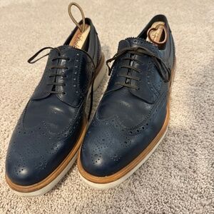 Men's Blue Leather Oxford Ferragamo Size 9 US